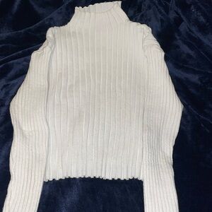 SHEIN White Ribbed Turtleneck cropped Sweater